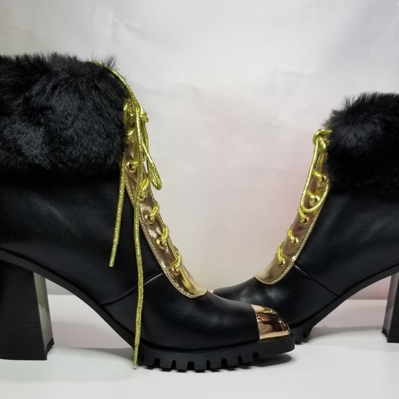 Things II Come Maliyana Lace-Up Embellished Block-Heel Booties Size 7.5 NWT - Picture 2 of 9